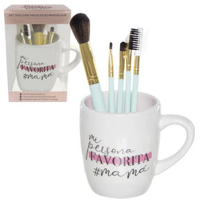 Set Taza con pinceles de maquillaje