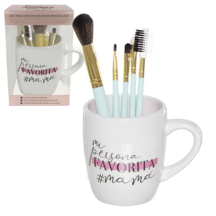 Set Taza con pinceles de maquillaje