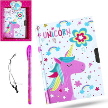 Cargar imagen en el visor de la galería, Diario Secreto Niña Unicornio con Candado y Bolígrafo Unicornio
