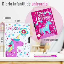 Cargar imagen en el visor de la galería, Diario Secreto Niña Unicornio con Candado y Bolígrafo Unicornio
