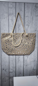 Bolso playa lunares plateados Beige Oscuro