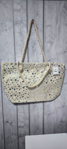 Bolso playa lunares plateados Beige Claro