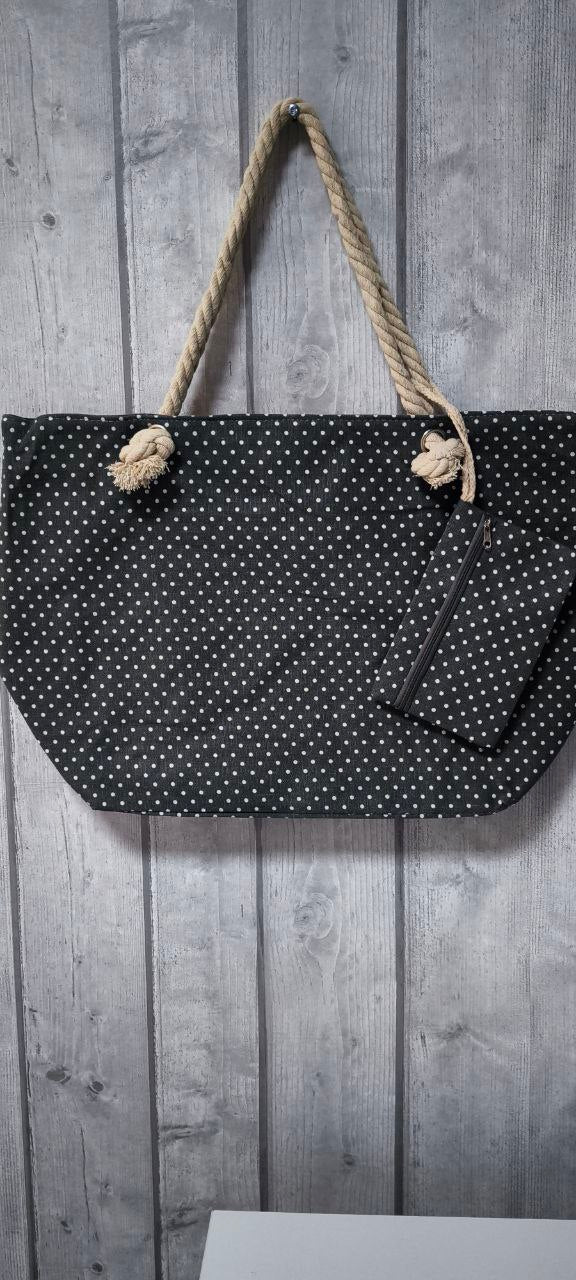 Bolso playa Lunares Gris con monedero