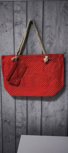 Bolso playa Lunares Rojo con monedero