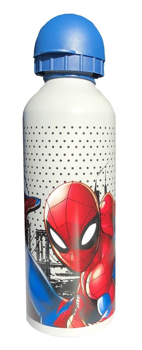 Spiderman Aluminio Botella 500ml Gris Claro / Azul